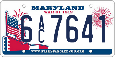 MD license plate 6AC7641