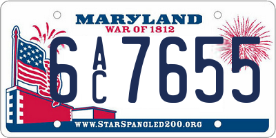 MD license plate 6AC7655