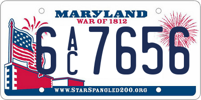 MD license plate 6AC7656