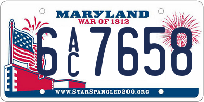 MD license plate 6AC7658