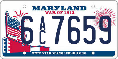 MD license plate 6AC7659