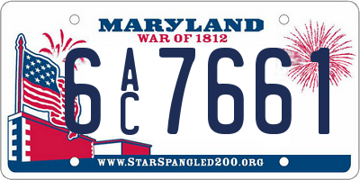 MD license plate 6AC7661