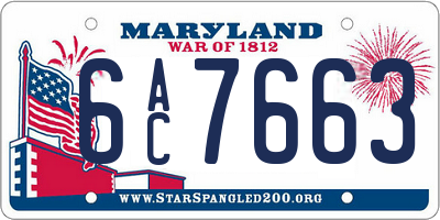 MD license plate 6AC7663
