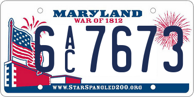 MD license plate 6AC7673