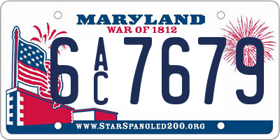 MD license plate 6AC7679
