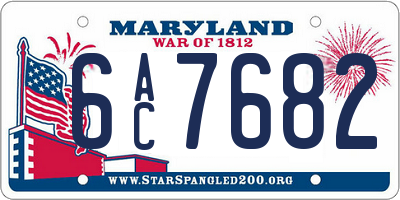 MD license plate 6AC7682