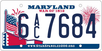 MD license plate 6AC7684