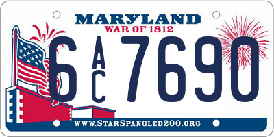 MD license plate 6AC7690
