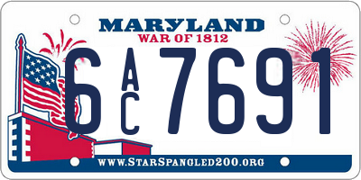 MD license plate 6AC7691