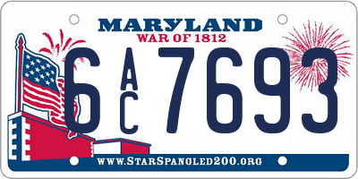 MD license plate 6AC7693