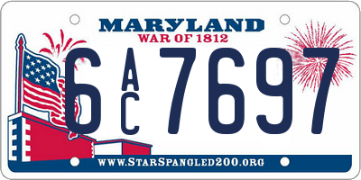 MD license plate 6AC7697