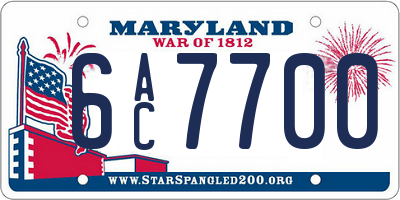 MD license plate 6AC7700