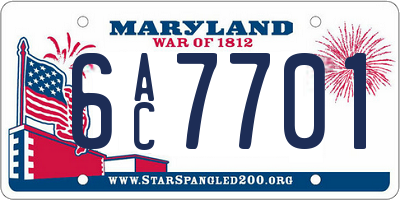 MD license plate 6AC7701