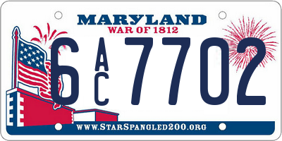 MD license plate 6AC7702