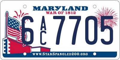 MD license plate 6AC7705