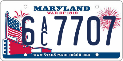 MD license plate 6AC7707