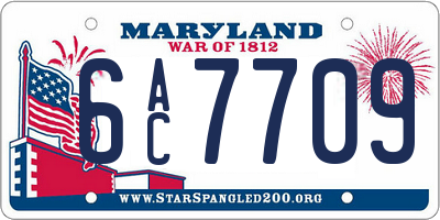 MD license plate 6AC7709