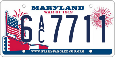 MD license plate 6AC7711