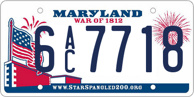 MD license plate 6AC7718