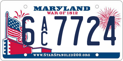 MD license plate 6AC7724