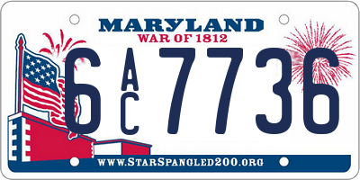 MD license plate 6AC7736