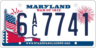 MD license plate 6AC7741