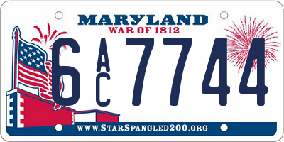 MD license plate 6AC7744