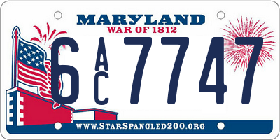 MD license plate 6AC7747