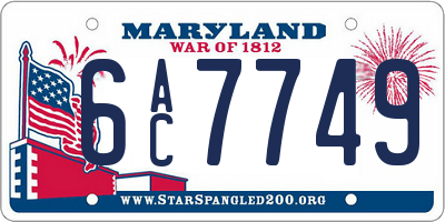 MD license plate 6AC7749