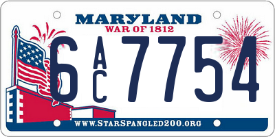 MD license plate 6AC7754