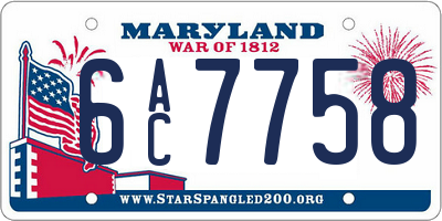 MD license plate 6AC7758
