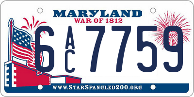 MD license plate 6AC7759