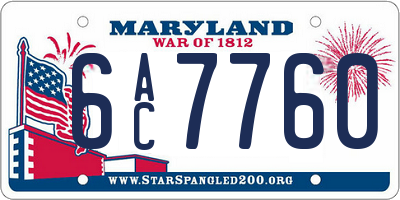 MD license plate 6AC7760