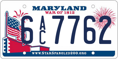 MD license plate 6AC7762