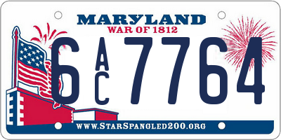 MD license plate 6AC7764