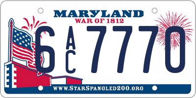 MD license plate 6AC7770