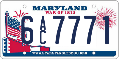 MD license plate 6AC7771