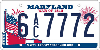 MD license plate 6AC7772