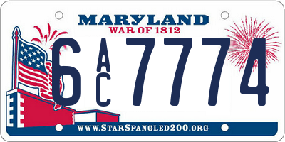 MD license plate 6AC7774