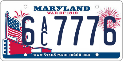 MD license plate 6AC7776