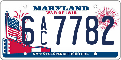 MD license plate 6AC7782