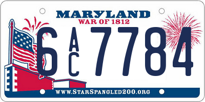 MD license plate 6AC7784