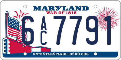 MD license plate 6AC7791