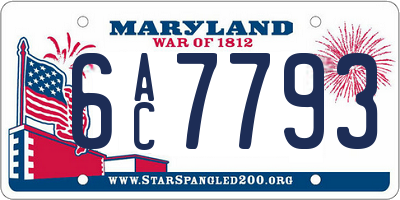 MD license plate 6AC7793