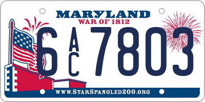MD license plate 6AC7803