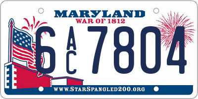 MD license plate 6AC7804