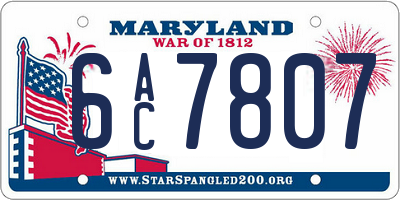 MD license plate 6AC7807