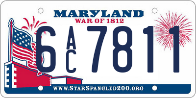 MD license plate 6AC7811