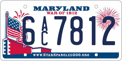 MD license plate 6AC7812