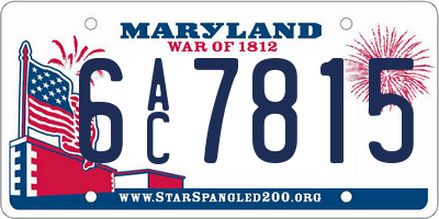 MD license plate 6AC7815